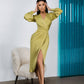 Wrap Long Sleeve Midi Dress