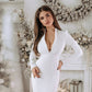 Long Sleeve V-neck Midi Dress
