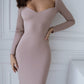 Alexa Queen Anne Neckline Midi Dress