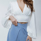 Puff Sleeve V-neck Blouse