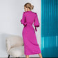 Wrap Long Sleeve Midi Dress