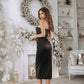 Satin V-neck Cocktail Midi Dress