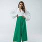 High Waist Slit Cuff Culottes
