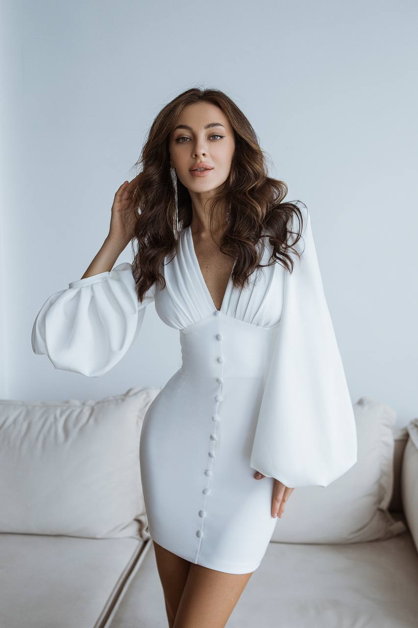 Backless ﻿﻿Puff Sleeve Mini Dress