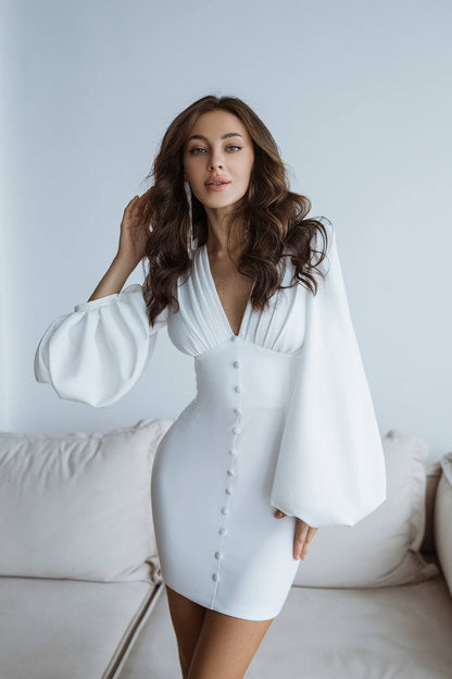 Backless ﻿﻿Puff Sleeve Mini Dress