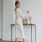 One-Shoulder Satin Midi